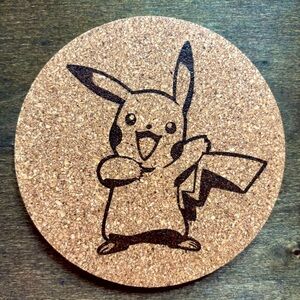 Pikachu Laser Engraved Cork Coaster